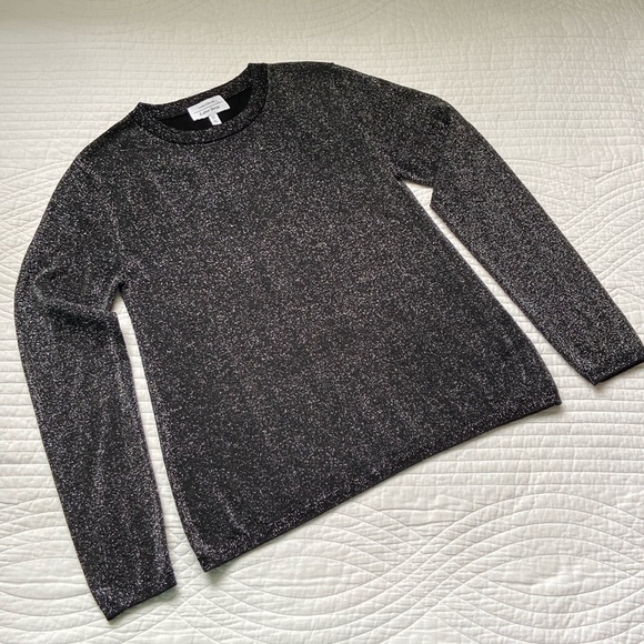 & Other Stories Metallic Knit Crewneck Sweater Black Silver Small - Picture 15 of 17